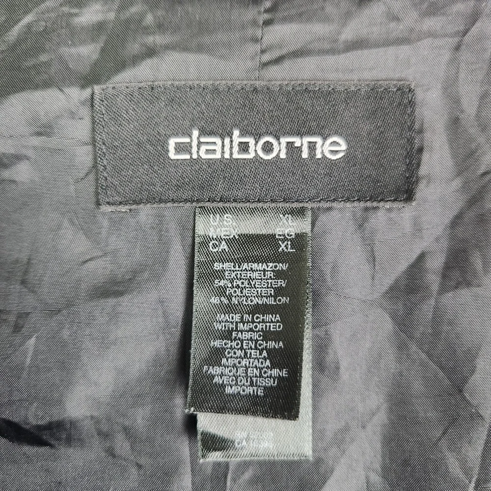 Claiborne Jacket Mens XL Gray Fully Lined Classic Collared Snap Front Inside Zip